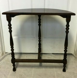 Antique Vintage Carved Wood Half Moon Table (Console,  Hall,  Accent) - 3