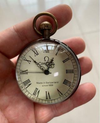 Work Chinese Archaize Brass Glass Pocket Watch Ball Clock
