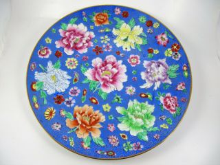 Vintage Hand - Painted Chinese Porcelain Plate,  Floral Flowers & Gold Decoration