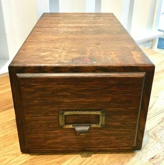 Weiss Tiger Oak 1 Drawer File Box Vintage Wood Library Index Card Ex Cond