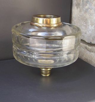 Clear Glass Double Faceted Cut Glass Oil Lamp Font / Fount,  Duplex Screw Collar