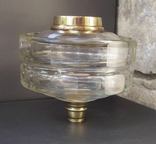 Clear Glass Double Faceted Cut Glass Oil Lamp Font / Fount,  Duplex Screw Collar 2