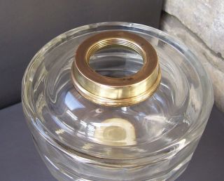 Clear Glass Double Faceted Cut Glass Oil Lamp Font / Fount,  Duplex Screw Collar 3
