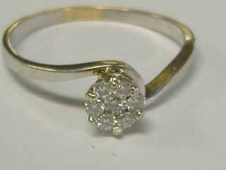 Vintage 10k White Gold 0.  07ct Tw Diamond Ring Size 9