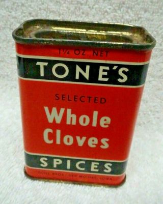 Tones Whole Cloves Spice Black And Orange Spice Tin 1 1/4 Ounces
