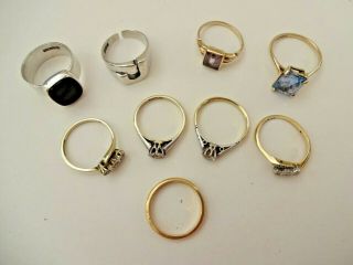 Nine Vintage Rings,  4,  Diamond Engagement,  4 Dress & 22ct Gold Wedding Band Ring