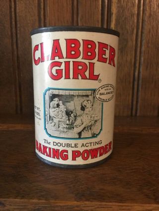 Vintage Clabber Girl Baking Powder 10 Oz - Half Full Tin