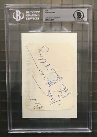 Mary Travers " Peter,  Paul & Mary " Signed Autographed Cut Beckett Bas Slabbed