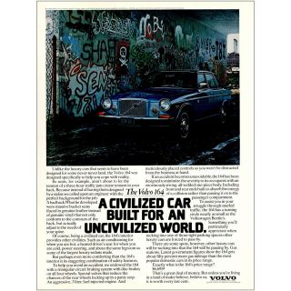 1974 Volvo 164: Civilized Car Graffiti Vintage Print Ad