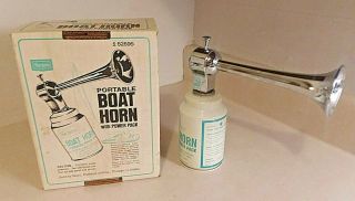 Vintage Sears 62695 Chrome Pull Air Fog Boat Horn W/original Box - Great