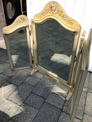 Vintage 1940s Hand Painted Dressing Table Mirror
