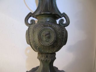 Antique Or Vintage Bronzed Metal Table Lamp Base Classical Cameo 