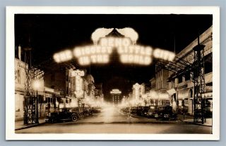 Reno Nv Biggest Little City In The World Vintage Real Photo Postcard Rppc