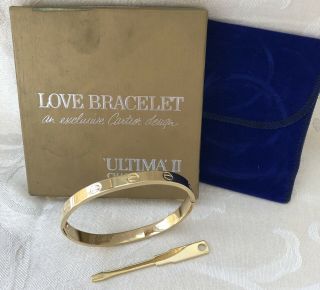 1970 Charles Revson Love Bracelet Cartier Aldo Cipullo 18k Gold Plate Med Minty