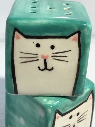 Hand Painted Mexican Pottery Cat Salt And Pepper Shakers.  Kitten Ceramic Shaker.
