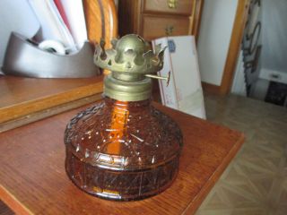 Vintage Amber Glass Oil Lamp Sail Boat Brand Made In Hong Kong