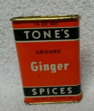 Tones Ground Ginger 1 1/2 Oz Spice Black And Orange Spice Tin