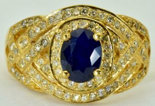 Wow Vintage Art - Deco Tiffany&co 1.  8ct Sri - Lanka Sapphire&diamonds 18k Gold Ring