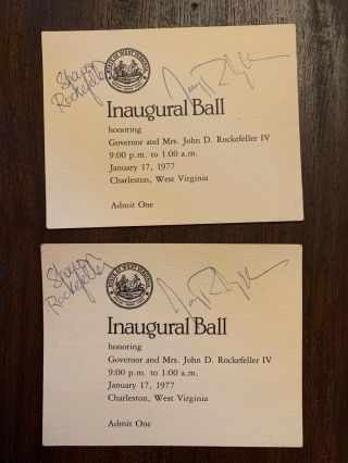 West Virginia 1977 Inagural Ball Signed Tickets.  John D.  Rockefeller