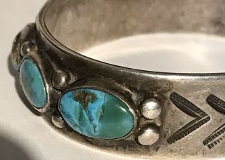 VINTAGE 1930 ' S NAVAJO INDIAN SILVER MULTI TURQUOISE CUFF ROW BRACELET 2