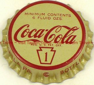 1947 Pennsylvania Monongahela Coca Cola Keystone Tax Cork Crown Tavern Trove