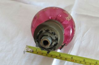 Ruby Glass Cranberry & Painted Antique Peg Candlestick Oil Lamp Font Bowl