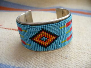 Vintage Native American Indian Beaded Cuff Bracelet