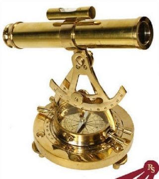 8 " Brass Alidade Telescope With Compass Survey Tool Collectibles Nautical Gift