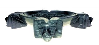 Black Onyx Obsidian Carved Incense Burner Ash Catcher Aztec Mayan Inca Mexico