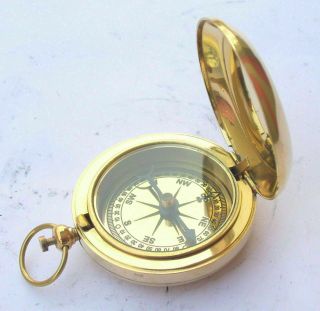 Brass Sundial Compass Push Button Pocket Sundial Brass Compass Marine Compass