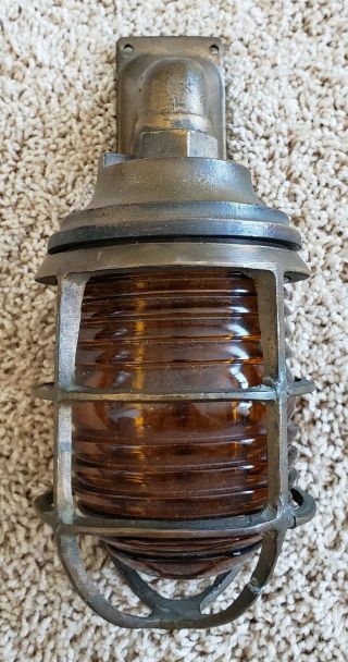 Vintage Perko Brass Ship Light Nautical Explosion Proof Caged Boat U.  S.  A.