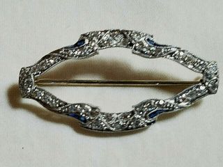 Antique Art Deco Platinum Diamond Sapphire Brooch Pin