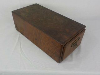 Antique Macey Oak Wood Library File Index Card Cabinet Box Single Drawer