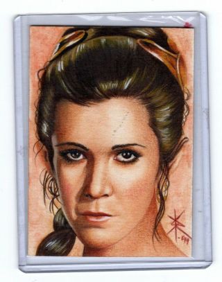 Carrie Fisher Star Wars Princess Leia 1/1 Sketch Card