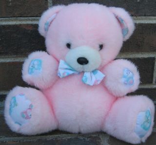 Vtg Carters Prestige Pink Pastel Teddy Bear Rattle Plush Baby Lovey Toy Stuffed