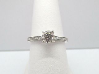 14k White Gold Round Brilliant Diamond Engagement Ring Band Si1 Clarity.  92 Ct