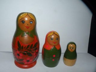 Vintage Russian Ussr Folk Nesting Dolls Marked