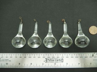 Set Of 5 Vintage 1 " Diameter Glass Drop Prisms.  56mm.  2 1/4 ".