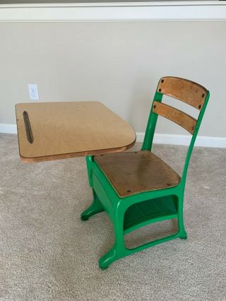 Vintage Childs / Student Metal Elementary School Desk Chair Mid Century