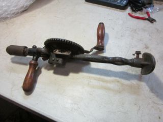 Vintage 2 Speed Hand Crank Drill Level & Brace Vintage Woodworking Tools