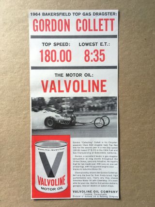 1964 Valvoline Motor Oil " Btgd: Gordon Collett " Print Ad,  4.  75 " X10.  25 "