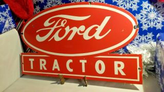 Vintage Ford Motor Co Porcelain Gas Auto Parts Dealer Tractor Service Sales Sign