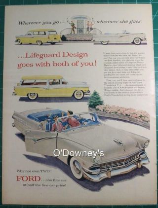 Vintage Ad 1956 Ford 2 Door Sunliner & Wagon Color Great Ad