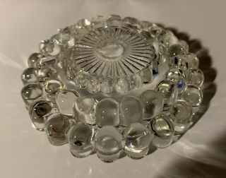 Vintage Clear Crystal Glass Lamp Part Beaded Bottom Ornate Hobnail Heavy
