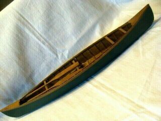 Vintage Handmade Wood Model Canoe Boat Adirondack Rustic Cabin Lake 20 " Long