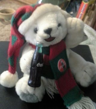 5 " 1999 Talking Holiday Coca Cola Mini Polar Bear Cubs Stuffed Animals.