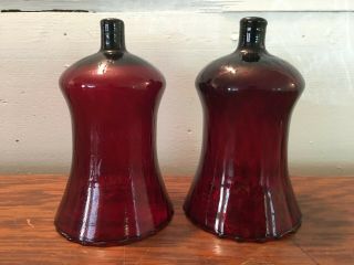 Set Of 2 Vintage Red Glass Scalloped Rim Votive Sconces Candle Holders