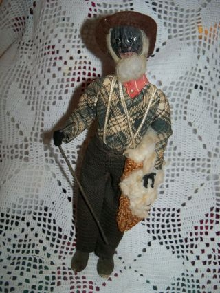Vtg Antique Folk Art Doll Black Americana Man Cotton Picker