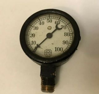 Vintage Us Gauge Nyc Co 2” Diameter Pressure Gauge Black