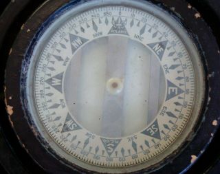Antique Polaris Maritime Ships Compass In Wood Box M.  C.  Company Boat Navigation